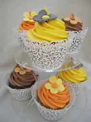 yellow and orange cupcakes